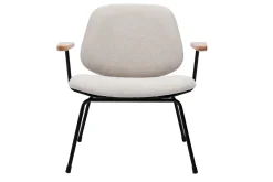 Miliboo Design-Sessel im beigen Samtdesign mit schwarzem Metall und hellem Holz BARNET* Design-sessel|Sessel