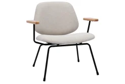 Miliboo Design-Sessel im beigen Samtdesign mit schwarzem Metall und hellem Holz BARNET* Design-sessel|Sessel