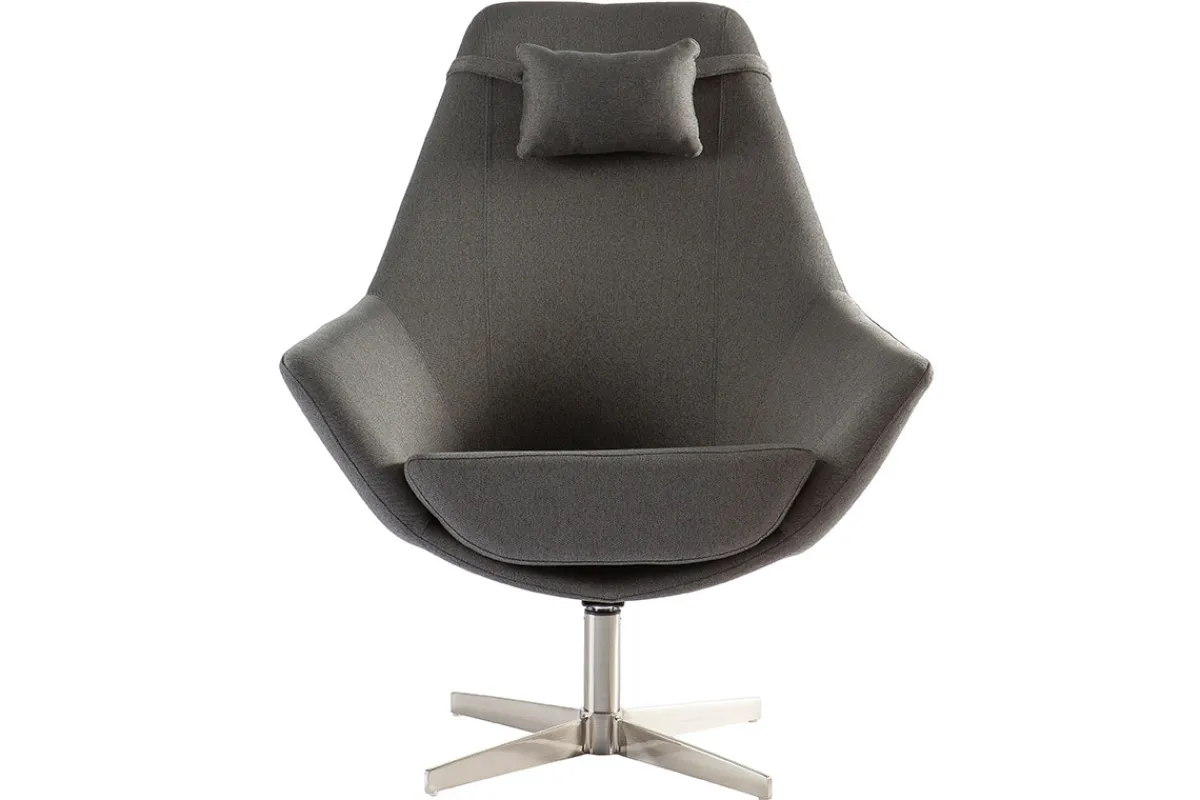 Miliboo Design-Sessel Polyester Dunkelgrau Aluminium-Sternfuß AMADEO* Design-sessel|Sessel