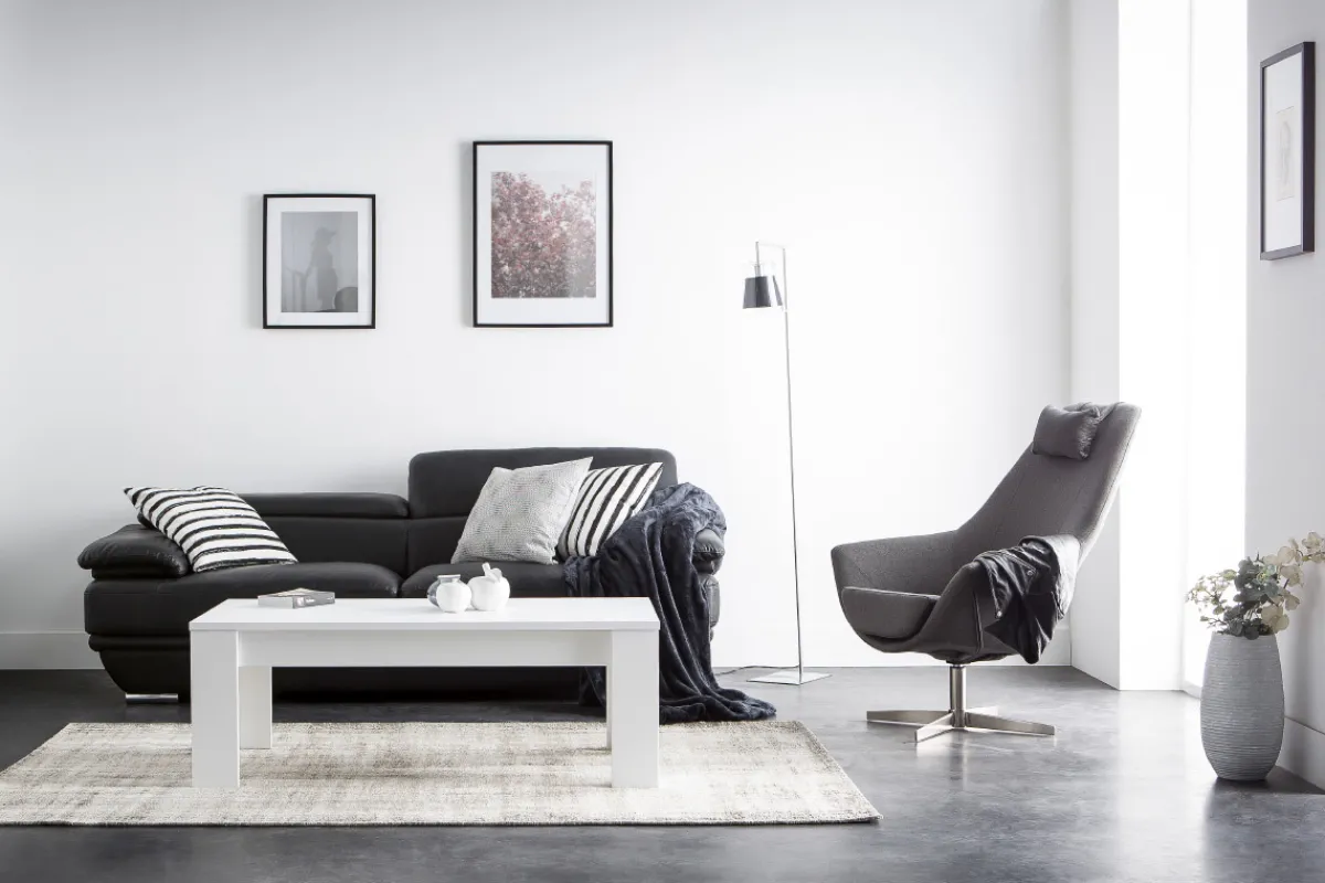 Miliboo Design-Sessel Polyester Dunkelgrau Aluminium-Sternfuß AMADEO* Design-sessel|Sessel