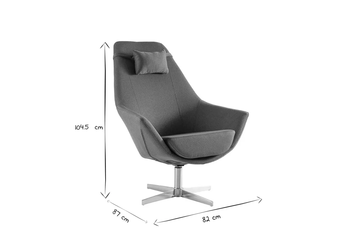 Miliboo Design-Sessel Polyester Dunkelgrau Aluminium-Sternfuß AMADEO* Design-sessel|Sessel