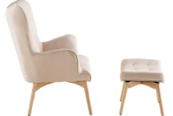 Miliboo Design-Sessel skandinavisch und Fußablage Rosa und helles Holz BRISTOL* Design-sessel|Sessel