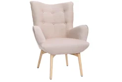 Miliboo Design-Sessel skandinavisch und Fußablage Rosa und helles Holz BRISTOL* Design-sessel|Sessel