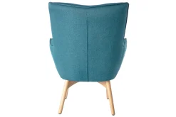 Miliboo Design-Sessel skandinavisch und Fußablage Petrolblau und helles Holz BRISTOL* Design-sessel|Sessel