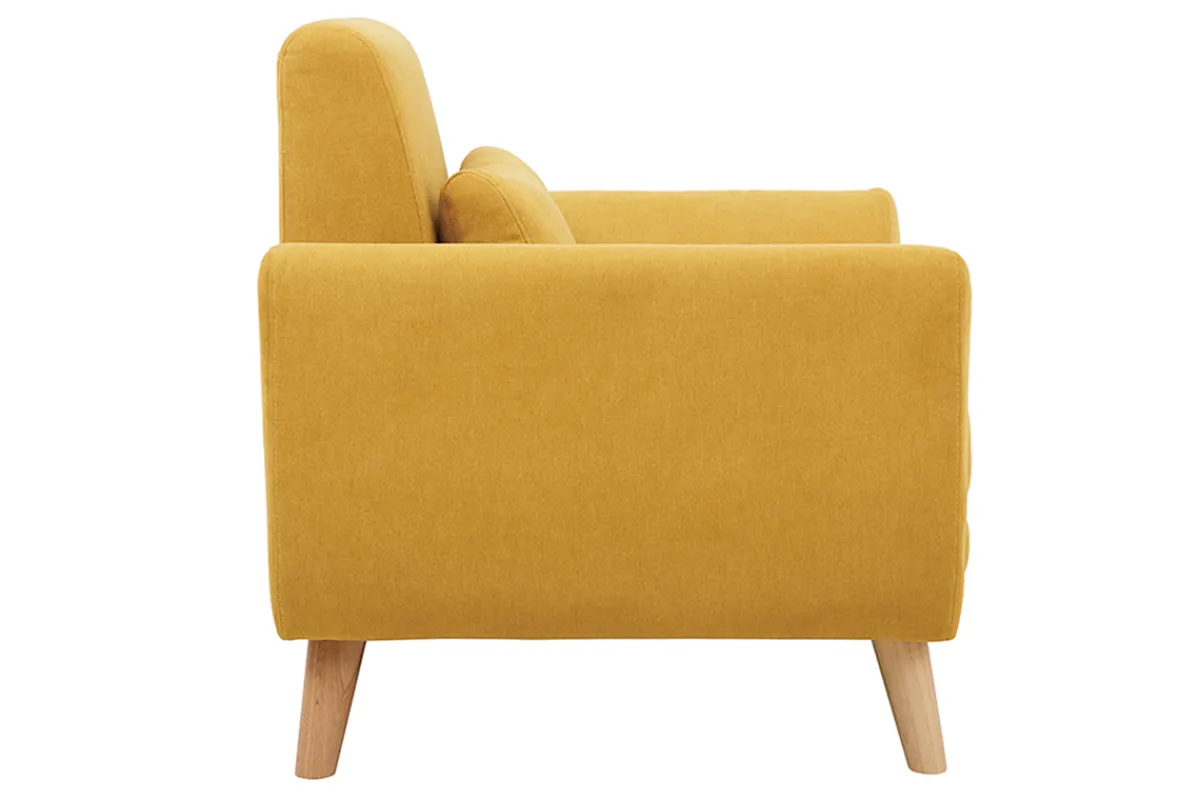 Miliboo Design-Sessel Stoff Gelb und Füße Eiche EKTOR* Design-sessel|Sessel