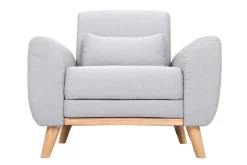 Miliboo Design-Sessel Stoff Grau Beine Eiche EKTOR* Design-sessel|Sessel