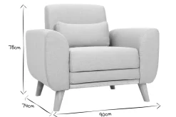 Miliboo Design-Sessel Stoff Grau Beine Eiche EKTOR* Design-sessel|Sessel