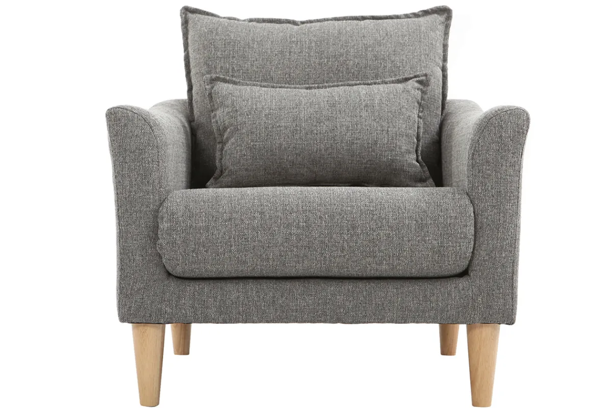 Miliboo Design-Sessel Stoff Grau und Eiche KATE* Design-sessel|Sessel