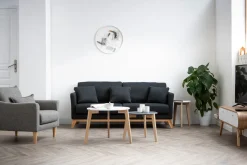 Miliboo Design-Sessel Stoff Grau und Eiche KATE* Design-sessel|Sessel