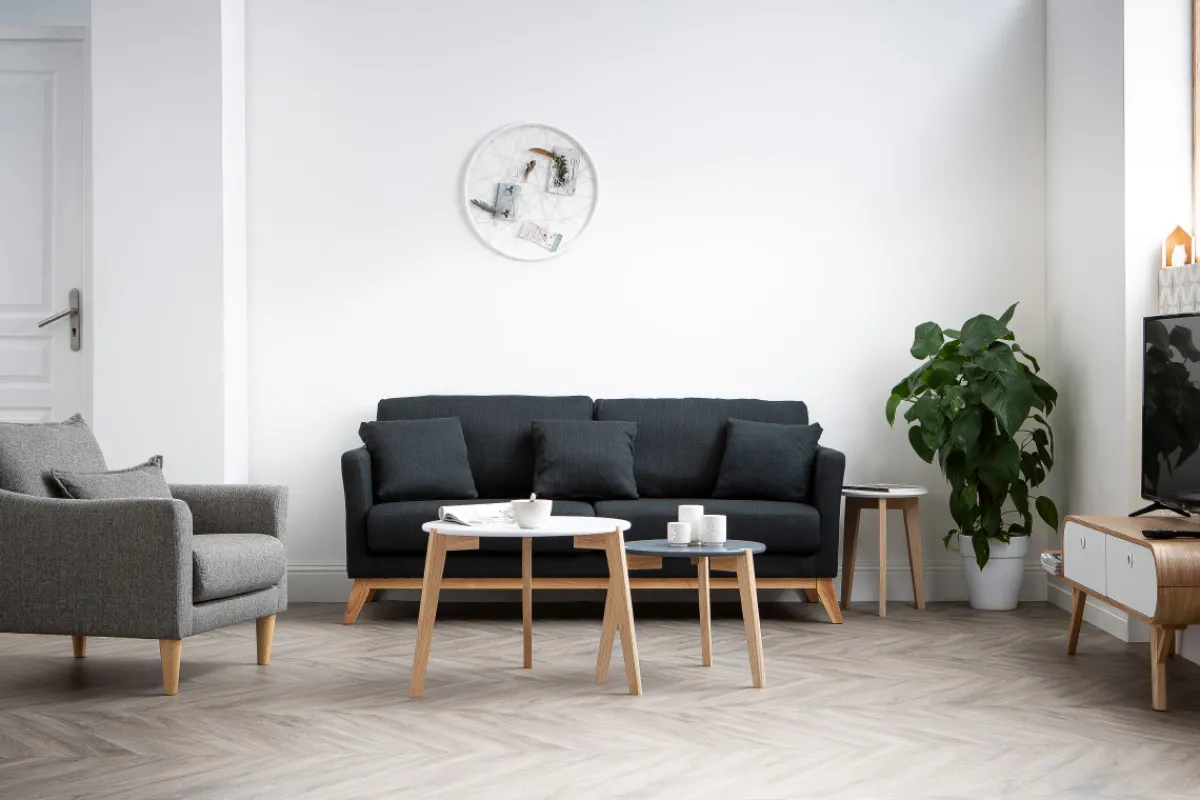 Miliboo Design-Sessel Stoff Grau und Eiche KATE* Design-sessel|Sessel