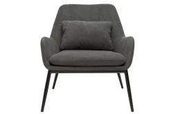 Miliboo Design-Sessel Stoff mit Samteffekt in Grau und schwarzem Metall MAXINE* Design-sessel|Sessel
