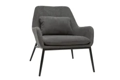 Miliboo Design-Sessel Stoff mit Samteffekt in Grau und schwarzem Metall MAXINE* Design-sessel|Sessel