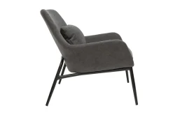 Miliboo Design-Sessel Stoff mit Samteffekt in Grau und schwarzem Metall MAXINE* Design-sessel|Sessel