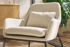 Miliboo Design-Sessel Stoff mit Samteffekt in Grau und schwarzem Metall MAXINE* Design-sessel|Sessel