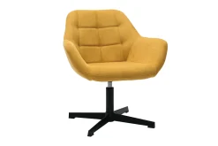 Miliboo Design-Sessel Stoff mit Samteffekt in Senfgelb und schwarzem Metall DARWIN* Design-sessel|Bürostühle
