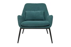 Miliboo Design-Sessel Stoff mit Samteffekt in Entenblau und schwarzem Metall MAXINE* Design-sessel|Sessel