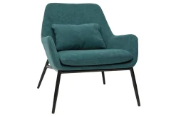 Miliboo Design-Sessel Stoff mit Samteffekt in Entenblau und schwarzem Metall MAXINE* Design-sessel|Sessel