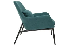Miliboo Design-Sessel Stoff mit Samteffekt in Entenblau und schwarzem Metall MAXINE* Design-sessel|Sessel