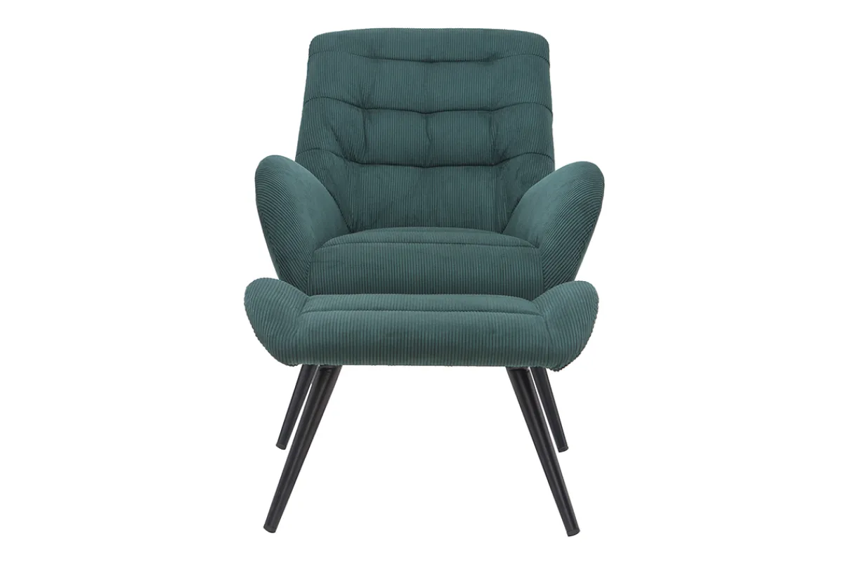 Miliboo Design-Sessel und Fußstütze aus grünem Stoff ZOE* Design-sessel|Sessel
