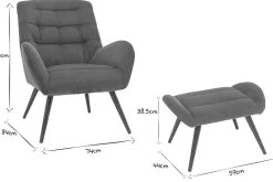 Miliboo Design-Sessel und Fußstütze aus grünem Stoff ZOE* Design-sessel|Sessel