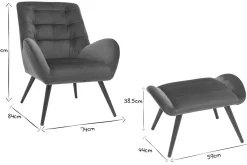 Miliboo Design-Sessel und Fußstütze aus petrolfarbenem Stoff ZOE* Design-sessel|Sessel