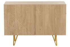 Miliboo Design-Sideboard aus hellem Eichenholz-Finish und goldfarbenem Metall mit 2 Türen B107 cm OZEN* Sideboards