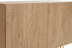 Miliboo Design-Sideboard aus hellem Eichenholz-Finish und goldfarbenem Metall mit 2 Türen B107 cm OZEN* Sideboards