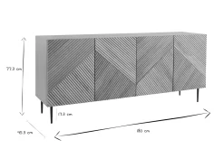 Miliboo Design-Sideboard aus hellem, massiver Eiche mit Gravur und schwarzem Metall, 4 Türen, B180 cm ARCHIPEL* Sideboards