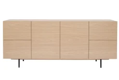 Miliboo Design-Sideboard aus hellem Eichenfurnier und schwarzem Metall, 2 Türen, 4 Schubladen B180 cm ALASKA* Sideboards