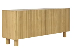 Miliboo Design-Sideboard aus hellem, massiver Eiche mit Gravur 4-türig B180 cm GOSHI* Sideboards