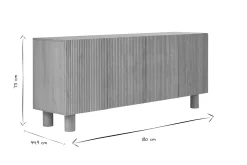 Miliboo Design-Sideboard aus hellem, massiver Eiche mit Gravur 4-türig B180 cm GOSHI* Sideboards
