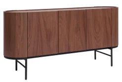 Miliboo Design-Sideboard dunkles Walnussfurnier und schwarzes Metall 3 Türen B160 cm SKYE* Sideboards