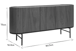 Miliboo Design-Sideboard dunkles Walnussfurnier und schwarzes Metall 3 Türen B160 cm SKYE* Sideboards