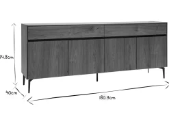 Miliboo Design-Sideboard mit Walnussfurnier L180 cm BLISS* Sideboards
