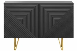 Miliboo Design-Sideboard schwarz und goldfarbenes Metall 2-türig L107 cm OZEN* Sideboards