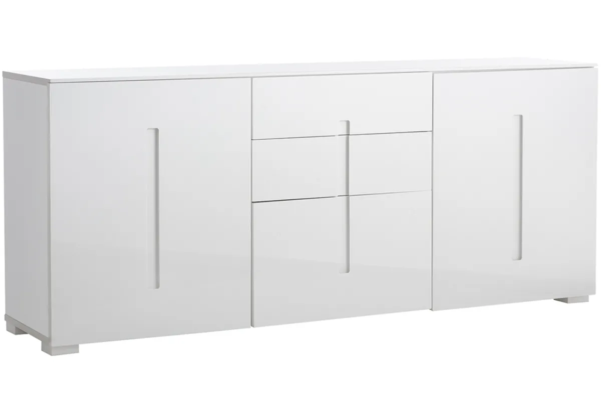 Miliboo Design-Sideboard Weiß lackiert 2 Türen 3 Schubladen TED* Sideboards