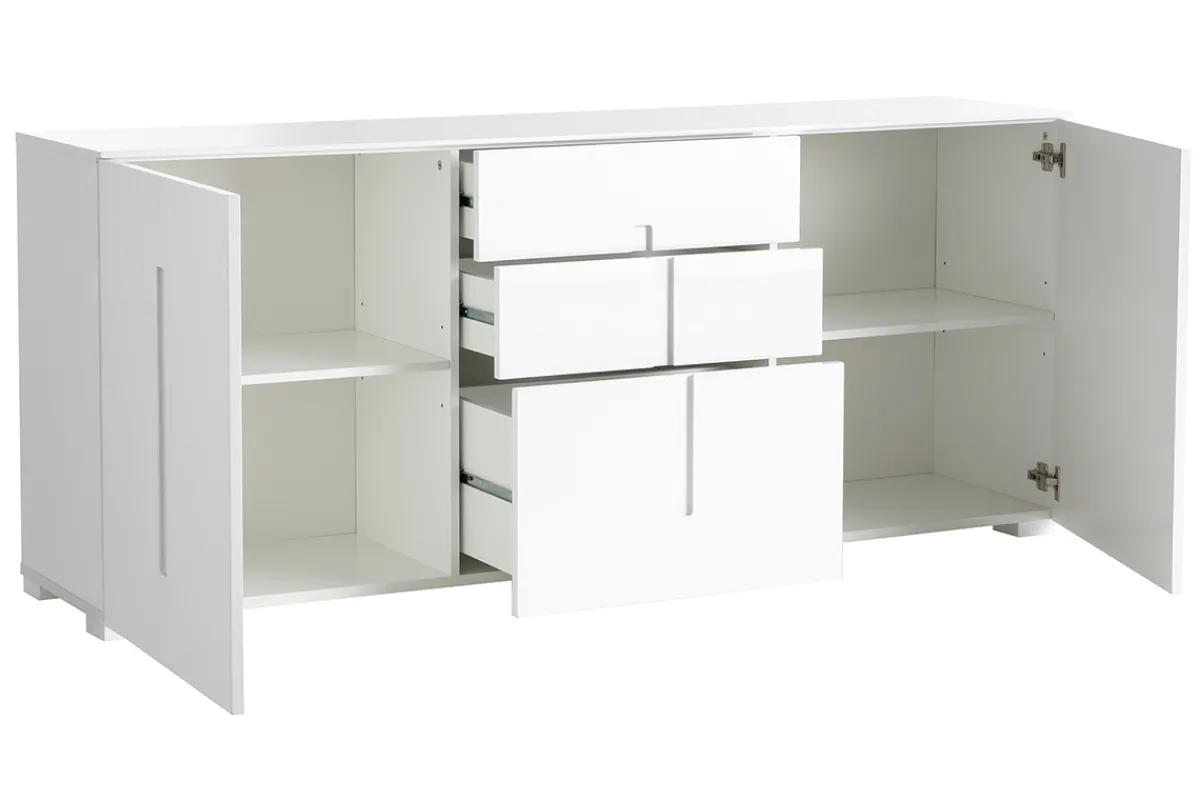 Miliboo Design-Sideboard Weiß lackiert 2 Türen 3 Schubladen TED* Sideboards