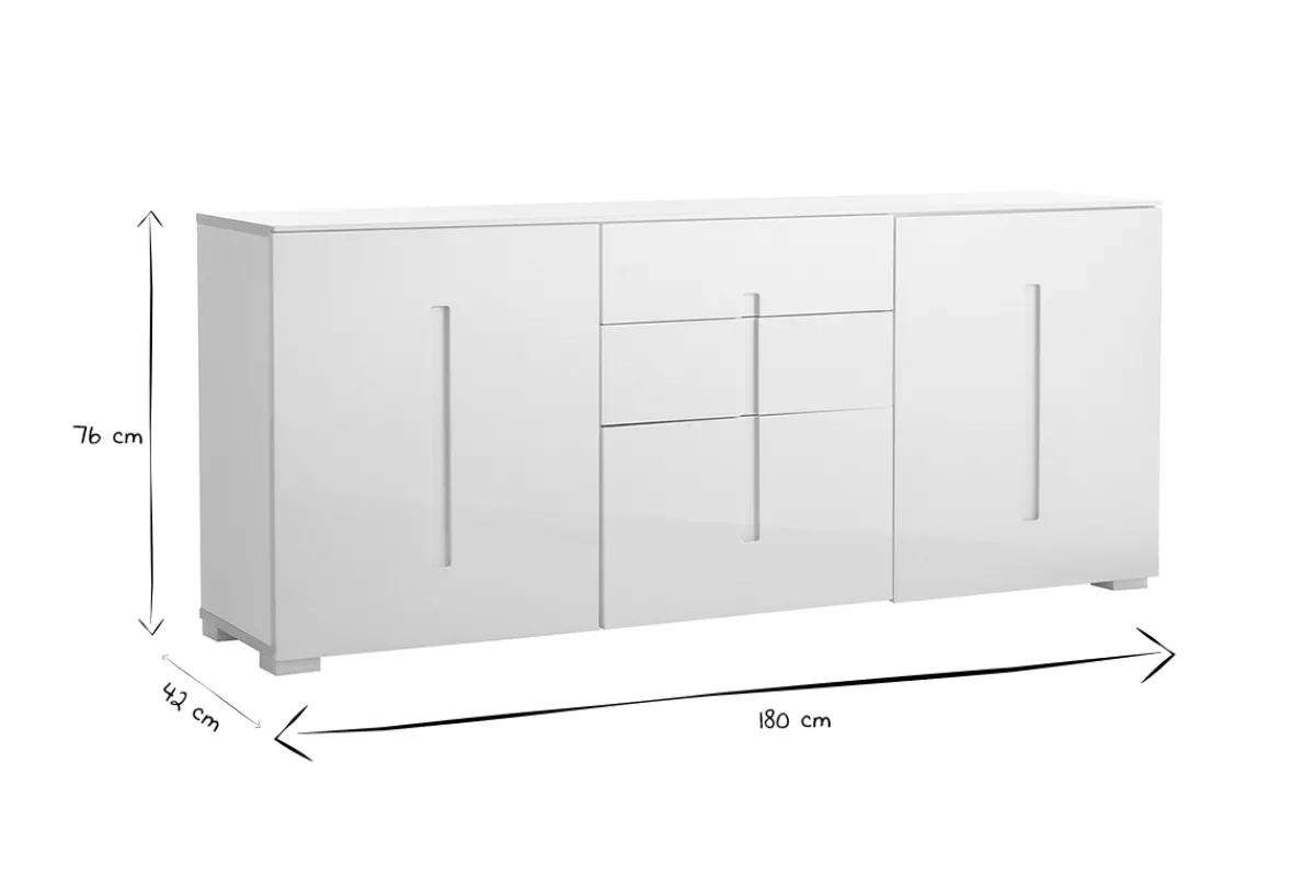 Miliboo Design-Sideboard Weiß lackiert 2 Türen 3 Schubladen TED* Sideboards