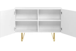 Miliboo Design-Sideboard weiß und goldfarben mit 2 Türen B107 cm OZEN* Sideboards