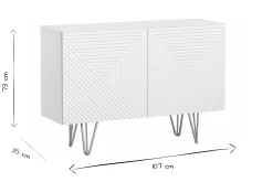 Miliboo Design-Sideboard weiß und goldfarben mit 2 Türen B107 cm OZEN* Sideboards