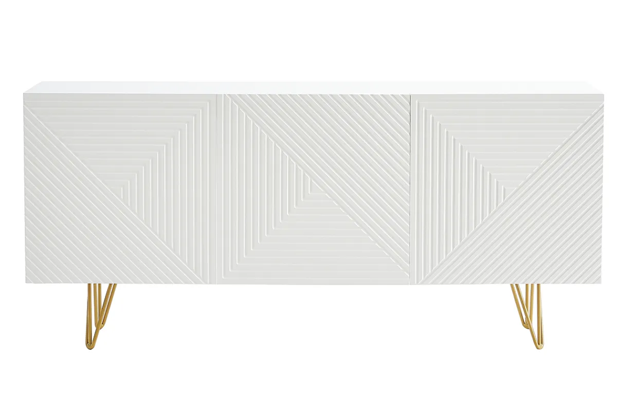 Miliboo Design-Sideboard weiß und vergoldet B160 cm OZEN* Sideboards