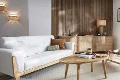 Miliboo Design-Sofa 3 Plätze Altweiß Holzbeine FJORD* Design-sofas