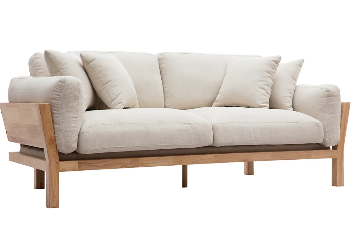 Miliboo Design-Sofa 3 Plätze Cremeweiß Holzbeine KYO* Design-sofas
