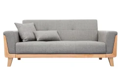 Miliboo Design-Sofa 3 Plätze Hellgrau Holzbeine FJORD* Design-sofas