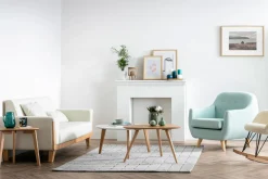 Miliboo Design-Sofa 3 Plätze Hellgrau Holzbeine FJORD* Design-sofas