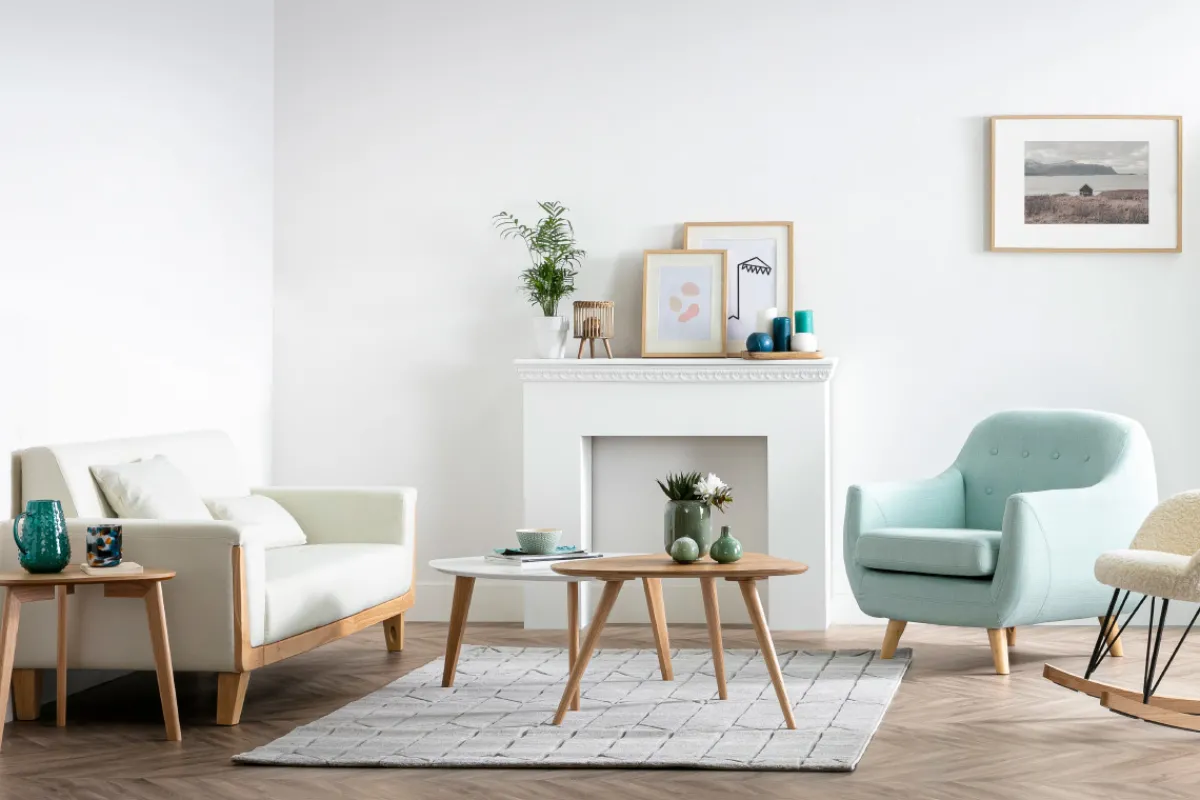 Miliboo Design-Sofa 3 Plätze Hellgrau Holzbeine FJORD* Design-sofas