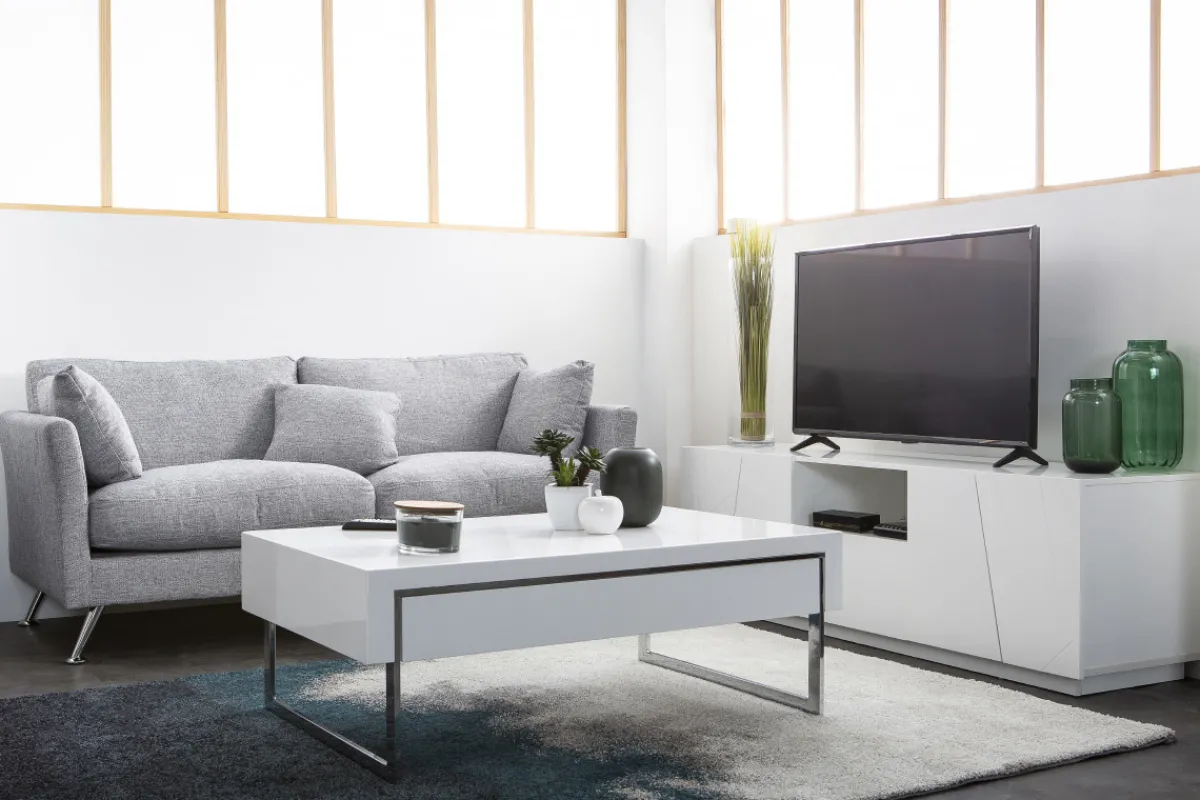 Miliboo Design-Sofa 3 Plätze Hellgrau VOLUPT* Design-sofas