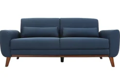 Miliboo Design-Sofa 3 Plätze Stoff Blau Beine Nussbaum EKTOR* Design-sofas