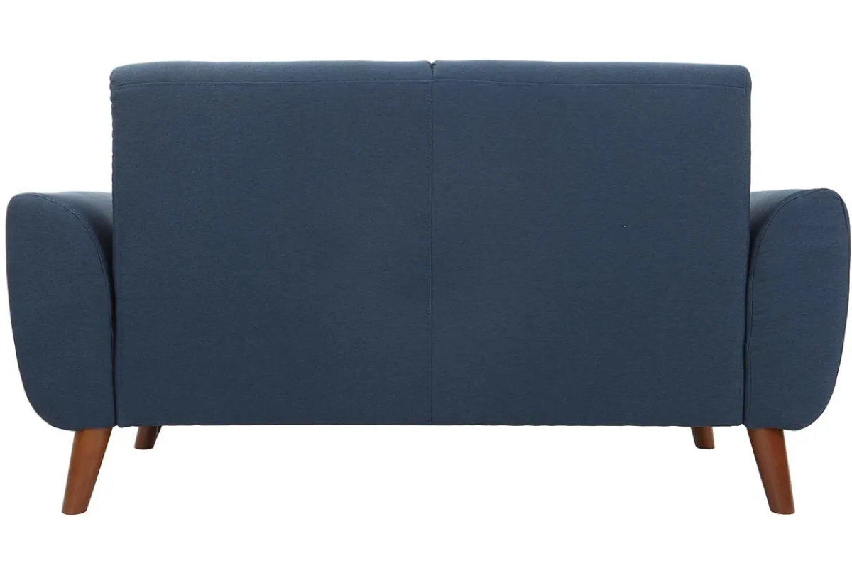 Miliboo Design-Sofa 2 Plätze Stoff Blau und Füße Nussbaum EKTOR* Design-sofas