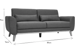 Miliboo Design-Sofa 3 Plätze Stoff dunkelgrauer EKTOR* Design-sofas